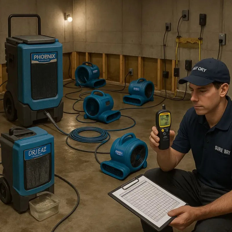 Structural Drying and Dehumidification process in Flatonia, TX